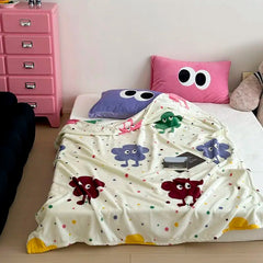 YICKYUE   -  Ins Korean Fresh Double Sided Plush Blanket Sofa Decoration Blanket Skin Friendly Coral Plush Double  Cool Blanket For Summer
