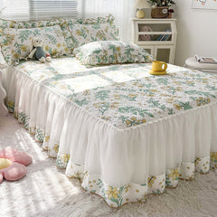 Yickyue Korean version of the cotton quilted bed skirt one-piece non-slip princess bed cover cotton thickened bed sheet skirt type