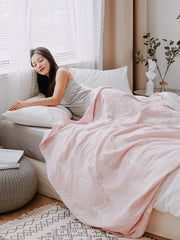 Summer Quilts Cotton Gauze Japanese-Style Decorative Bed Throw Blankets Cover Pink Bedspreads For Sofa Bedding 150*230/200cm