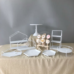 Yickyue White Dessert Table Decoration Display Stand Birthday Cake Shelf Cold Meal Tea Break Table Afternoon Tea Dim Sum Rack