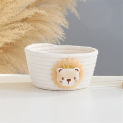 Hand Woven Storage Basket Desktop Organizer Sundries Storage Box Laundry Baskets Kids Toys Cartoon Animals Cosmetic Storage Box