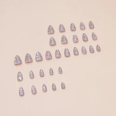 Yickyue  24Pcs Purple Cat's Eye Press on Almond Nails with Delicate Floral Designs Romantic Fasle Nail Tips for Women&Girls Elegance Wear