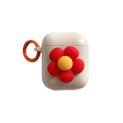 Red flower soft silicone 3D cute earphone charging case for airpod pro wireless bluetooth cover for apple airpods 1 2 3 capa