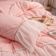 IG Fashion A pair of pillow cases Princess lace Castle girl style pillow case pure cotton decorative pillow bedroom