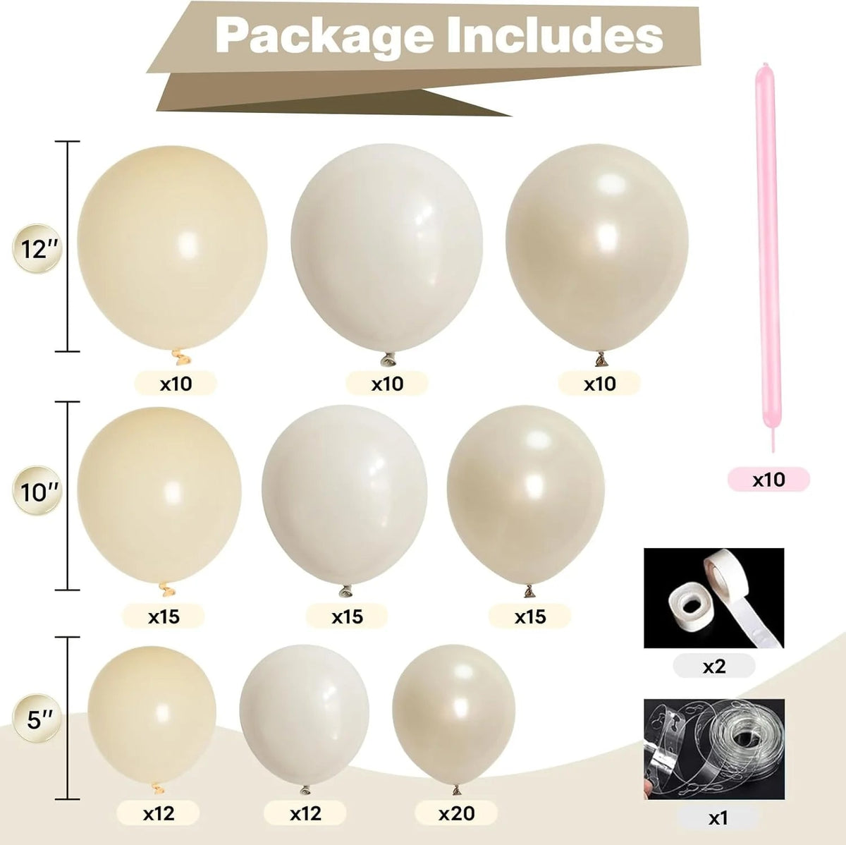 YICKYUE  -  132 Pcs Pearl Sand White Balloon Garland Arch Pink Bow Balloon for Girls Princess Wedding Baby Shower Birthday Party Decoration