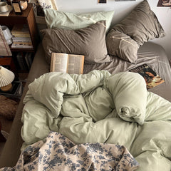 YICKYUE   -  Cottage Themed Green Tones Bedding Set