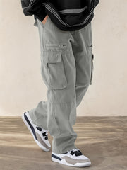 Hearujoy [Multi-Pocket Comfortable Drawstring Pants] Men's Casual Drawstring Pants with Flap Pockets - Comfortable, Stylish Multi-Pocket Design for Hiking & Streetwear