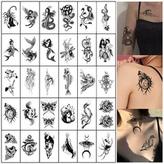 black snack scorpion temporary tattoos for men women arm wrist fake tatto stickers waterproof fish flash decals animal tatoos