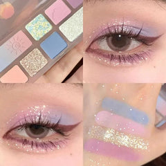 Yickyue 8 Color Eyeshadow Palette Brown Green Glitter Pearlescent Matte Eye Shadow Blush Makeup Waterproof Lasting Eye Pigments Cosmetic