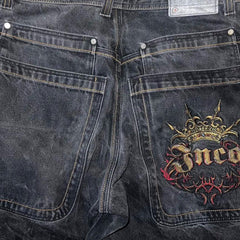 Hearujoy  Jeans Y2K Pants Harajuku Hip Hop Graphic Retro Black Baggy Jeans Mens New Punk Rock Gothic High Waist Wide Leg Trousers