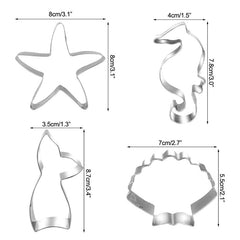 3pcs Seahorse Starfish Seashell Cookie Cutter Mold Under The Sea Mermaid Birthday Party Decoration DIY Cake Biscuit Baking Tool