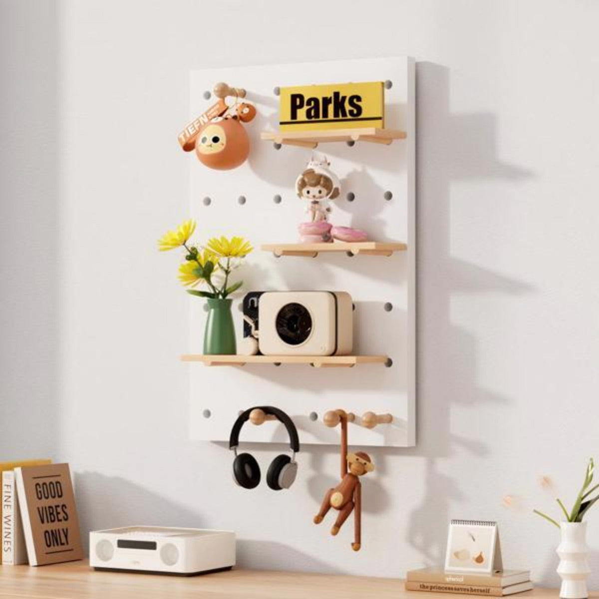 YICKYUE  4060cm Solid Wood Pegboard (1 Panel) Storage Organizer & Decorative Art Piece Supports