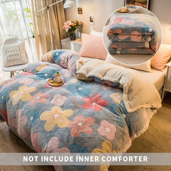 Yickyue Cute Super Warm Lamb Wool Quilt Winter Thickened Warmth Cotton Velvet Soft Small Child Size Blanket Duvet Single Double Bed