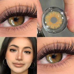YICKYUE  -  1 Pair Hot Sale Cleopatra Series Green Colored Contact Lenses with Prescription Myopia Lenses Natural Blue Iris Lens