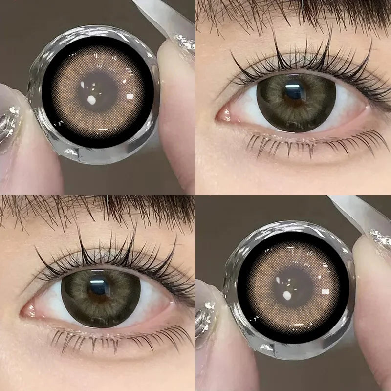 YICKYUE    Contact Lenses Cosmetic Brown Gray Softlens Kawaii Contacts for Eye Beauty Makeup