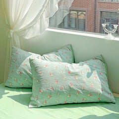 YICKYUE  -  INS Plant Print Bedding Set Fashion Washable Duvet Cover Without Comforter Pillowcases Sheet for Student Soft Home Textile