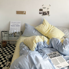 New small fresh double spell light blue cheese bed sheet four-piece set girl heart sunshine dormitory single three-piece set
