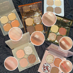 Yickyue 4 Colors Bright Gemstone Eyeshadow Palette Girl Gift Pearly Matte Nude Eye Shadow Waterproof Sweatproof Lasting Makeup Cosmetic