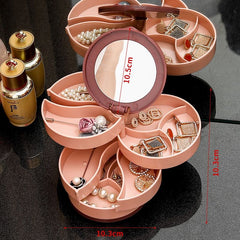 Jewelry Storage Box Makeup Organizer Storage Rack Bracelet Earrings Watch Rotating Plastic Storage Box Display Rack with Cover