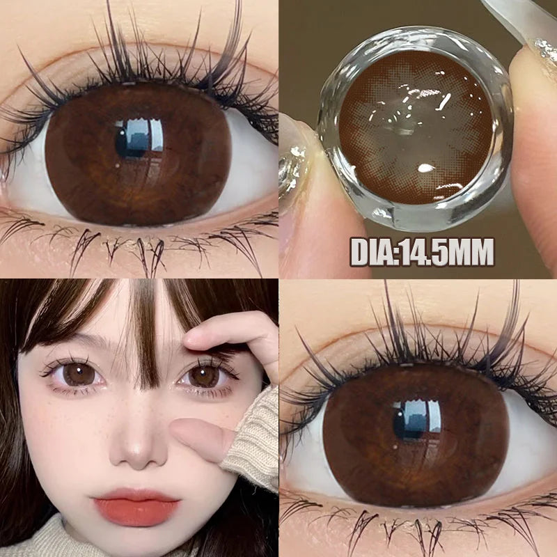 YICKYUE  -  1pair/2pcs Black Large Diameter Color Contact Lenses Men with Diopter Myopia Fashion Color Contact Lenses Natural Free Shipping