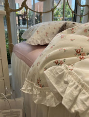 Yickyue -  Cute vintage flower bed set girl,kawaii sweet floral cotton twin full queen king home textile flat sheet pillow case quilt cover