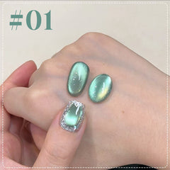YICKYUE  -  12ML 1-16PCS 2025 New Nail Supplies Huai Shui Bamboo Pavilion Strobe Green Glass Bead Cat Eye Magnetic Gel Polish Summer Nails