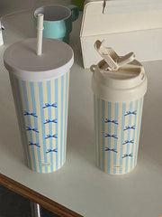 YICKYUE  -  480ml Thermal Insulated Cup Large Capacity Portable Straw Ceramic Inner Liner High Aesthetic Value Women's Coffee Tea