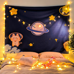 Tapestry Anime with Lights Ins Anime Lights Background Cloth Props Wall Hanging Decor Tapestry Psychedelic Wall Tapestry