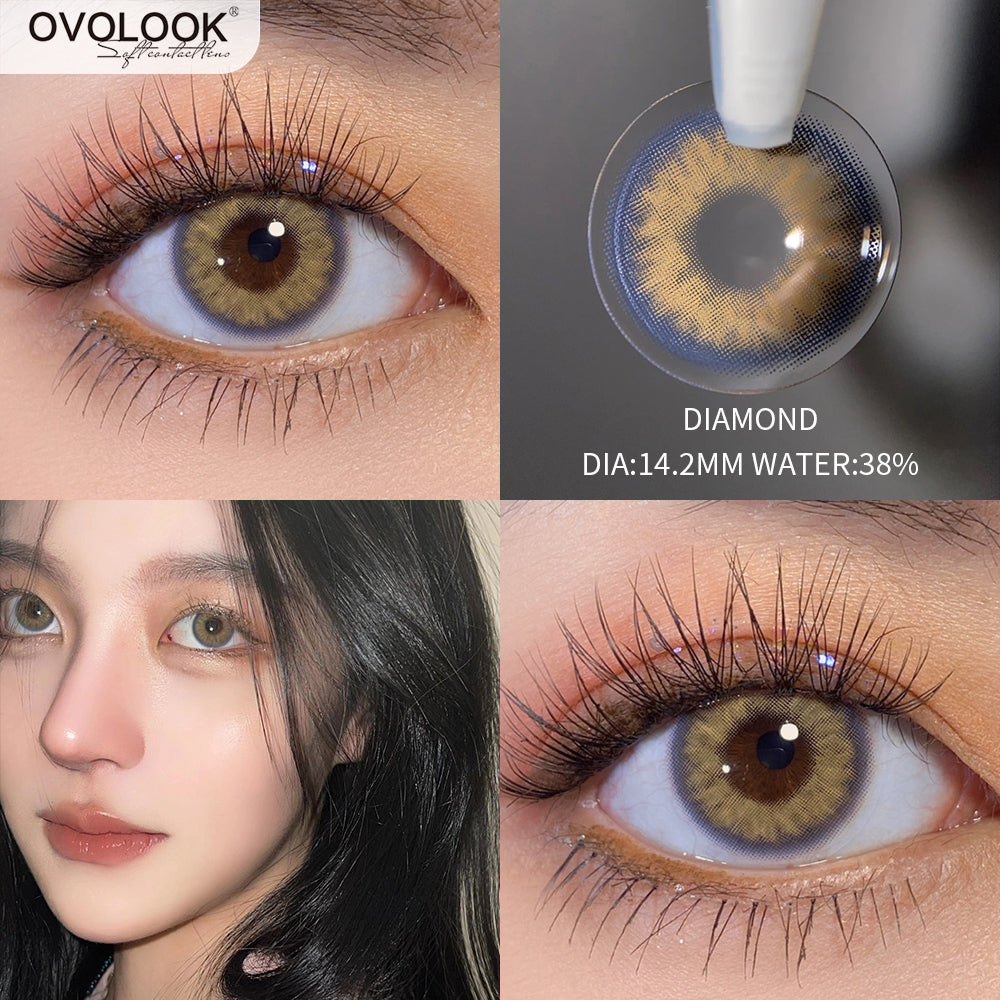 YICKYUE  -  (2PCS)1 Pair Lenses Eye Color Contact Lenses with Diopter 10 Colors Comestic Natural Beauty Pupils Free Ship Yealy Use
