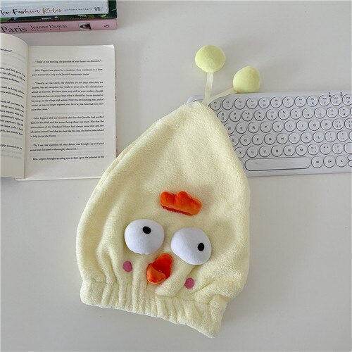 Cartoon Creative Funny Chick Dry Hair Cap Cute Quick-drying Absorbent Shower Cap Towel To Wipe Hair