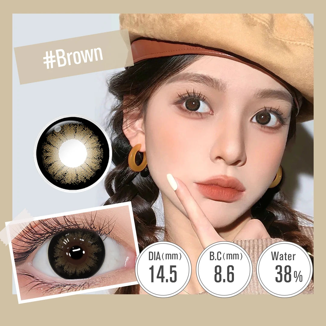 YICKYUE  (0.00~-6.00) Powered Contact Lenses With Grade Big Eyes Color Contact Lens for Eyes Beauty Cosmetic Color Lens 6 Months