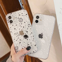 Moon starry sky planet soft silicone phone case for iphone 12 pro max mini 7 x 11 xsmax 8 plus xr cartoon shockproof cover capa