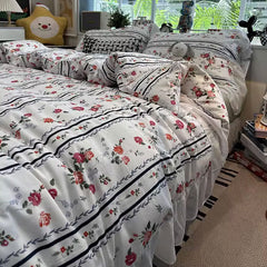 YICKYUE  -  Romantic sweet fairyfair floral bedding set,twin full queen king rustic cotton home textile bed sheet pillow case duvet cover
