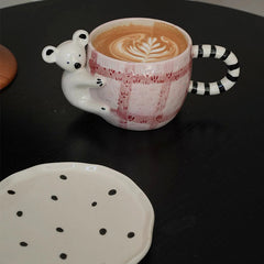 YICKYUE  -  Retro Hand-painted Underglaze Color Three-dimensional Coffee Cups Plates Latte Flower Cups Afternoon Tea Breakfast Cups