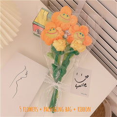 Super Cute Plush Smiley Face Sunflower Home Decoration Rose Simulation Fake Flower Girl Heart Decoration Photo Gift