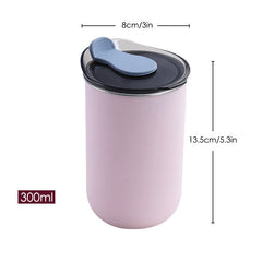 Coffee Mug with Lid Stainless Steel Cup Ins Portable Leakproof Drinkware Travel Milk 300ml RR2207