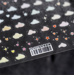 3D Engraved Nail Art Stickers Cloud Heart Self-adhesive Back Glue Ultra-thin Decal Nail Stickers DIY Salon Manicure Tool