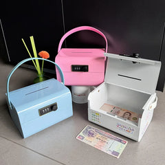YICKYUE  -  Portable Password Piggy Bank Desktop Mini Change Storage Metal Code Box Boys and Girls Creative Birthday Gift Storage Supplies