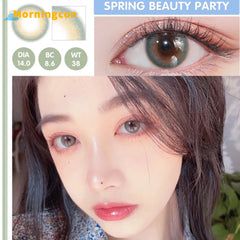 YICKYUE  -  leaf Pink pink Myopia Prescription Soft Colored Contact Lenses For Eyes Small Beauty Pupil Make Up Natural Yearly
