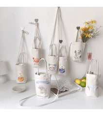 Korean Water Cup Bag Handbag Cute Cartoon Fashion Portable Large-capacity Umbrella Insulation Cup Protective Cover Storage Bag