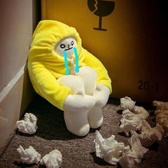 Injured Banana Man Doll Plush Toy Pose Changeable Plush Pillow White Body Dressed Yellow Hoodie Banana Shaped Doll Toys for Kids