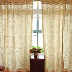 YICKYUE Pastoral Linen Embroidery Curtains with Valance and Tassels Rural Romantic Cotton Yarn Hand Crochet Cortinas Window Deco Fabrics