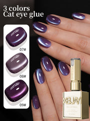 YICKYUE  -  15ML Purple Cat Eye Nail Polish Gel UV Gel Soak Off Nail Magnetic Gel Polish Nail Art DlY For Salon At Home For Summer