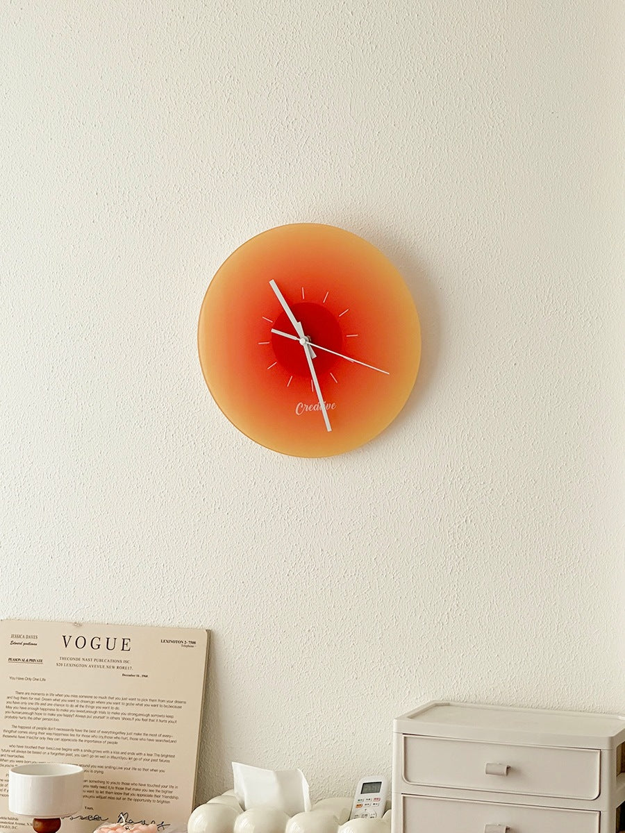 YICKYUE  -  Nordic Sunset Clock Orange Wall Clock  Luxury Decoration  Silent Creative Ins living Room Fashion Piece Modern Home Ornaments