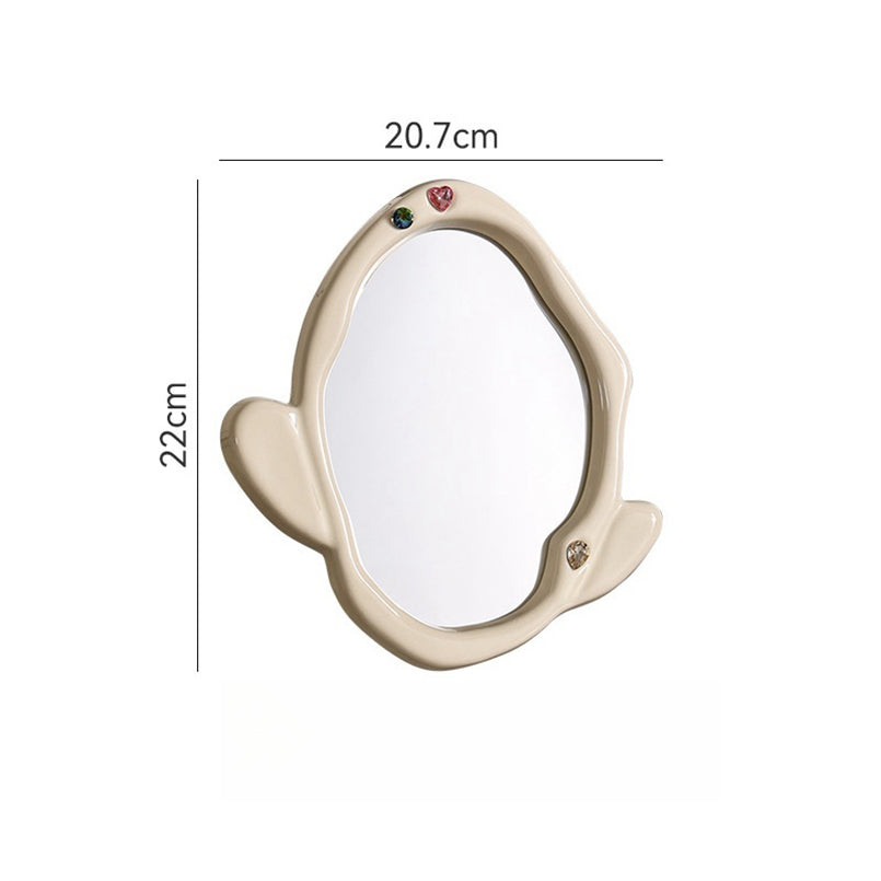 YICKYUE  -  Creative Alien Cactus Desktop Ceramic Mirror Seat Ins Style Modern Makeup Mirror Stereo Gem Decorative Mirror Tray Ornaments
