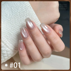 YICKYUE  -  10ML 1PCS Brown Nails Champagne Silk cloth Amber Maillard Cat Eye Magnet Gel Nail Polish French tip Nails Autumn Nails