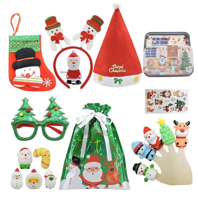 14pcs Christmas Sensory Toys Set Christmas Love Heart Dolls Santa Claus Christmas Hat Christmas Sock Puzzle For Party Boosted