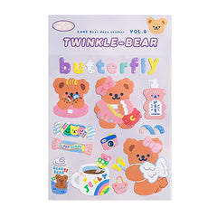 Cartoon Bear Pattern Sticker Kawaii Seamless Self-adhesive Computer Decoration Sticker DIY Material Sticker Korean Stationery