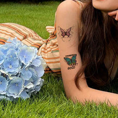 YICKYUE  -  20 Sheet Black Flower Butterfly Temporary Tattoo For Women Men Wild Plant Fake Tattoo Sticker Adults Face Hands Art Tatoo