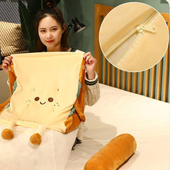 Toast Bread Cushion Short Plush Back Cushion PP Cotton Filling Nap Pillow Removable Washable Sofa Back Cushions Home Decor
